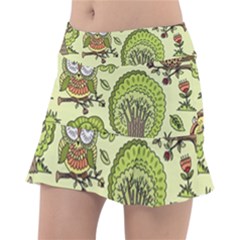 Seamless Pattern With Trees Owls Classic Tennis Skirt