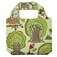 Seamless Pattern With Trees Owls Premium Foldable Grocery Recycle Bag