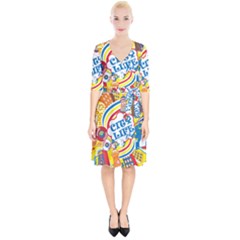 Colorful City Life Horizontal Seamless Pattern Urban City Wrap Up Cocktail Dress by Simbadda