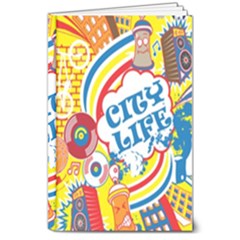 Colorful City Life Horizontal Seamless Pattern Urban City 8  X 10  Hardcover Notebook