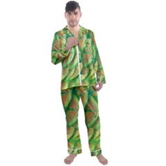 Beautiful Peacock Men s Long Sleeve Satin Pajamas Set