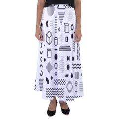 Pattern Hipster Abstract Form Geometric Line Variety Shapes Polkadots Fashion Style Seamless Flared Maxi Skirt by Simbadda