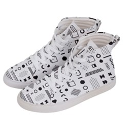 Pattern Hipster Abstract Form Geometric Line Variety Shapes Polkadots Fashion Style Seamless Men s Hi-top Skate Sneakers by Simbadda