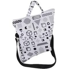 Pattern Hipster Abstract Form Geometric Line Variety Shapes Polkadots Fashion Style Seamless Fold Over Handle Tote Bag by Simbadda