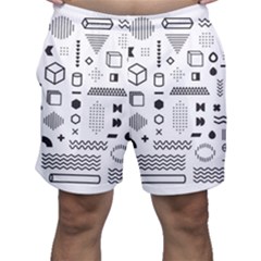 Pattern Hipster Abstract Form Geometric Line Variety Shapes Polkadots Fashion Style Seamless Men s Shorts by Simbadda