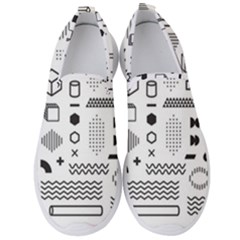 Pattern Hipster Abstract Form Geometric Line Variety Shapes Polkadots Fashion Style Seamless Men s Slip On Sneakers by Simbadda