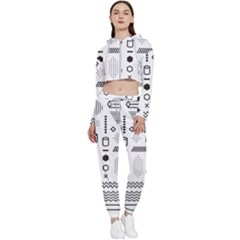 Pattern Hipster Abstract Form Geometric Line Variety Shapes Polkadots Fashion Style Seamless Cropped Zip Up Lounge Set by Simbadda