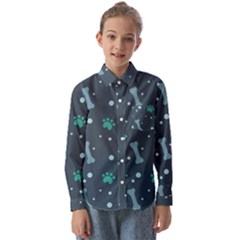 Bons Foot Prints Pattern Background Kids  Long Sleeve Shirt by Simbadda