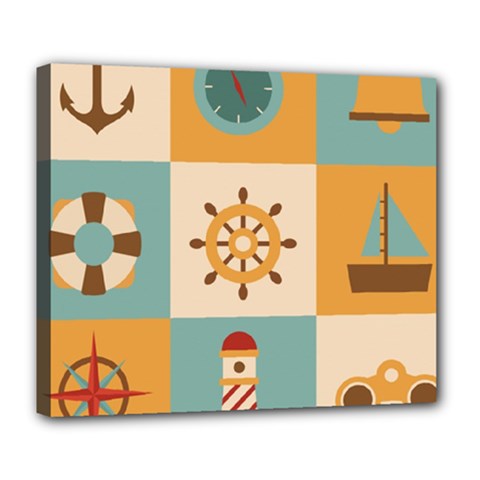 Nautical Elements Collection Deluxe Canvas 24  X 20  (stretched) by Simbadda