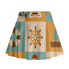 Nautical Elements Collection Mini Flare Skirt by Simbadda