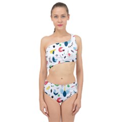 Vector Set Isolates With Cute Bird Scandinavian Style Spliced Up Two Piece Swimsuit