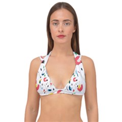 Vector Set Isolates With Cute Bird Scandinavian Style Double Strap Halter Bikini Top