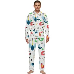 Vector Set Isolates With Cute Bird Scandinavian Style Men s Long Sleeve Velvet Pocket Pajamas Set