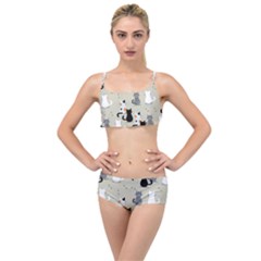 Cute Cat Seamless Pattern Layered Top Bikini Set by Simbadda