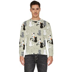 Cute Cat Seamless Pattern Men s Fleece Sweatshirt by Simbadda