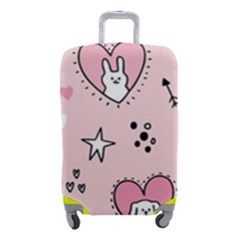 Cartoon Cute Valentines Day Doodle Heart Love Flower Seamless Pattern Vector Luggage Cover (small)