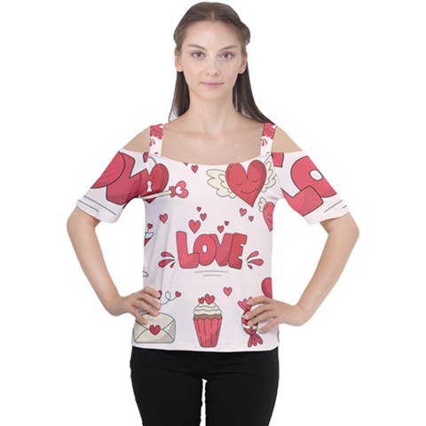 Hand Drawn Valentines Day Element Collection Cutout Shoulder Tee by Simbadda