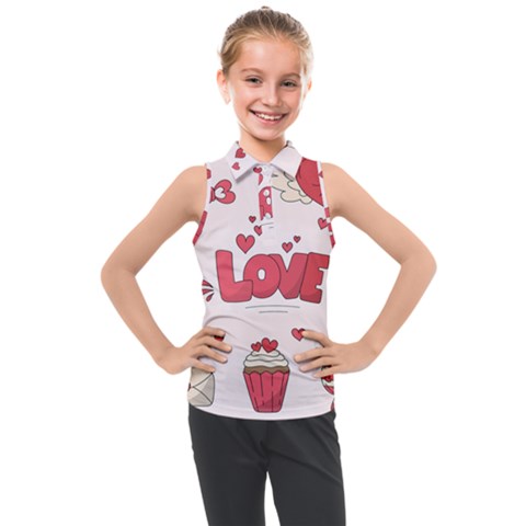 Hand Drawn Valentines Day Element Collection Kids  Sleeveless Polo Tee by Simbadda