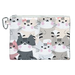 Cute Cat Couple Seamless Pattern Cartoon Canvas Cosmetic Bag (xl) by Simbadda