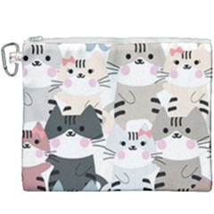 Cute Cat Couple Seamless Pattern Cartoon Canvas Cosmetic Bag (xxxl) by Simbadda