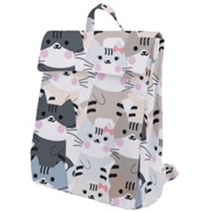 Cute Cat Couple Seamless Pattern Cartoon Flap Top Backpack by Simbadda