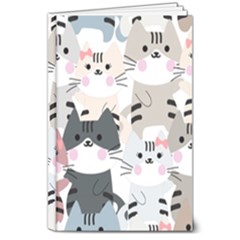 Cute Cat Couple Seamless Pattern Cartoon 8  X 10  Hardcover Notebook