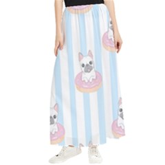 French-bulldog-dog-seamless-pattern Maxi Chiffon Skirt by Simbadda