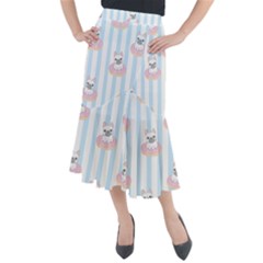 French-bulldog-dog-seamless-pattern Midi Mermaid Skirt by Simbadda