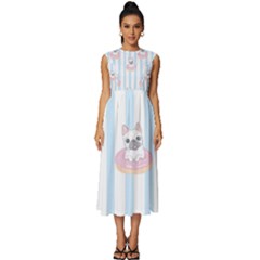 French-bulldog-dog-seamless-pattern Sleeveless Round Neck Midi Dress by Simbadda