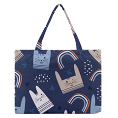 Colorful-cute-cats-seamless-pattern Zipper Medium Tote Bag