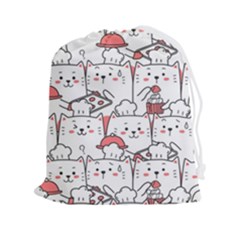 Cute-cat-chef-cooking-seamless-pattern-cartoon Drawstring Pouch (2xl) by Simbadda