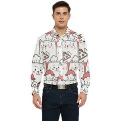 Cute-cat-chef-cooking-seamless-pattern-cartoon Men s Long Sleeve  Shirt by Simbadda