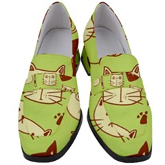 Cute-hand-drawn-cat-seamless-pattern Women s Chunky Heel Loafers by Simbadda