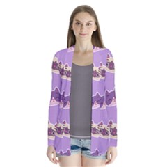 Cute-colorful-cat-kitten-with-paw-yarn-ball-seamless-pattern Drape Collar Cardigan