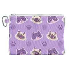 Cute-colorful-cat-kitten-with-paw-yarn-ball-seamless-pattern Canvas Cosmetic Bag (xl) by Simbadda