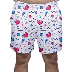 Hearts-seamless-pattern-memphis-style Men s Shorts by Simbadda