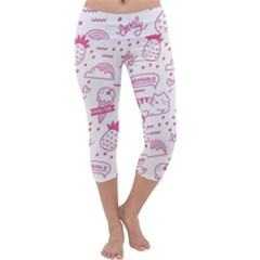 Cute-girly-seamless-pattern Capri Yoga Leggings by Simbadda