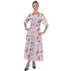 Cute-girly-seamless-pattern Shoulder Straps Boho Maxi Dress  by Simbadda