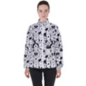 Seamless-pattern-with-black-white-doodle-dogs Women s High Neck Windbreaker View1