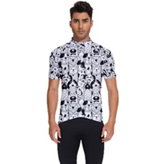 Seamless-pattern-with-black-white-doodle-dogs Men s Short Sleeve Cycling Jersey by Simbadda
