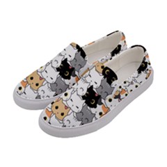 Cute-cat-kitten-cartoon-doodle-seamless-pattern Women s Canvas Slip Ons by Simbadda