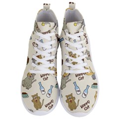 Happy-cats-pattern-background Men s Lightweight High Top Sneakers by Simbadda