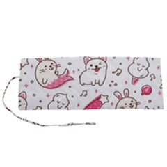 Cute-animals-seamless-pattern-kawaii-doodle-style Roll Up Canvas Pencil Holder (s) by Simbadda