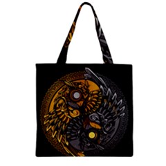 Yin-yang-owl-doodle-ornament-illustration Zipper Grocery Tote Bag by Simbadda