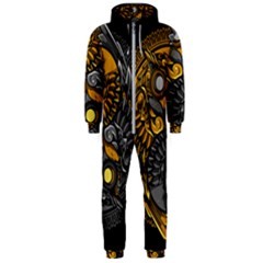 Yin-yang-owl-doodle-ornament-illustration Hooded Jumpsuit (men) by Simbadda