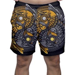 Yin-yang-owl-doodle-ornament-illustration Men s Shorts by Simbadda