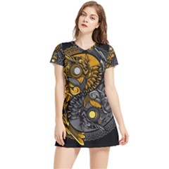 Yin-yang-owl-doodle-ornament-illustration Women s Sports Skirt