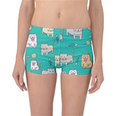 Seamless-pattern-cute-cat-cartoon-with-hand-drawn-style Reversible Boyleg Bikini Bottoms by Simbadda