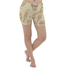 Ice-cream-vintage-pattern Lightweight Velour Yoga Shorts by Simbadda