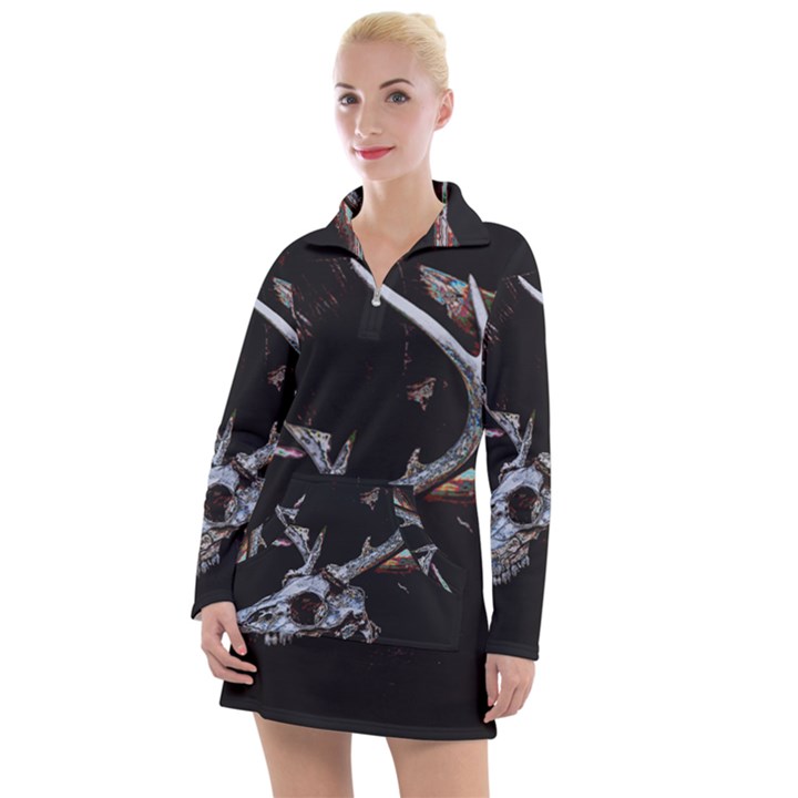 Deer Skull Women s Long Sleeve Casual Dress